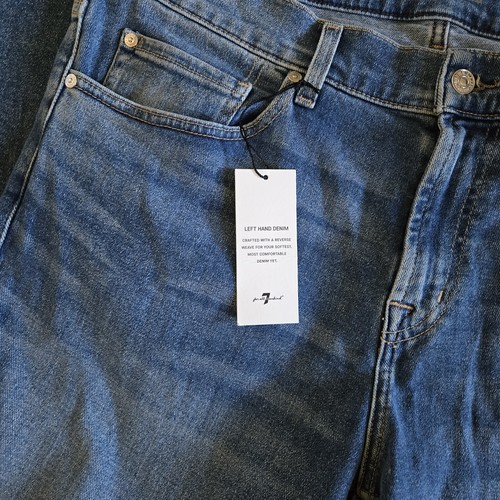 Jeans uomo 7 For All Mankind slim gamba dritta elasticizzato blu denim tg 38 - Foto 6 di 12