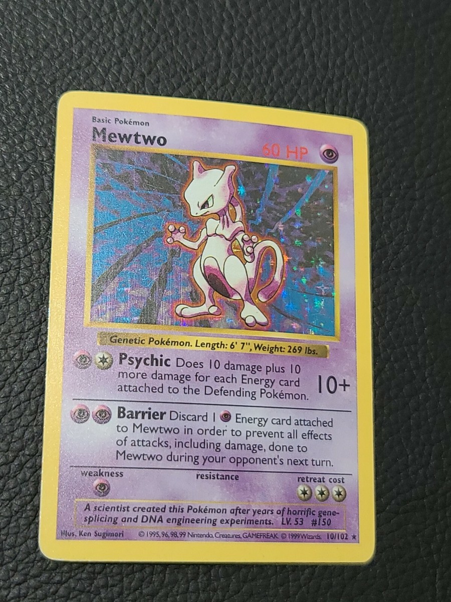 Shadowless MEWTWO Rare Holo Foil 10/102 - Base Set Pokemon Card