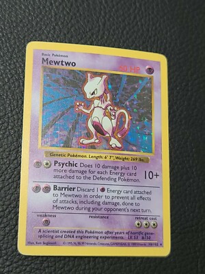 Shadowless MEWTWO Rare Holo Foil 10/102 - Base Set Pokemon Card