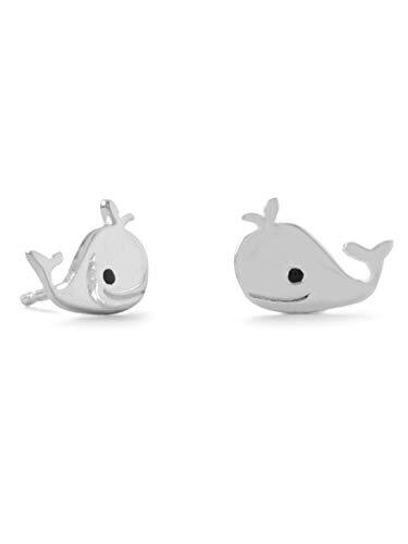 Aretes con poste de ballena de plata de ley sonriente - Imagen 1 de 1