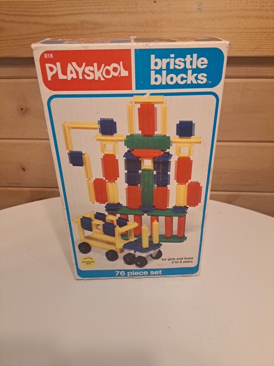 Vtg 1981 Playskool Bristle Blocks plastic set building blocks With