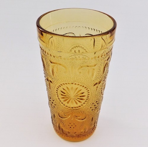 Tiara Brockway Concord Daisy Sandwich Amber Indiana Glass 5.5" Tumbler Vintage - Picture 3 of 13