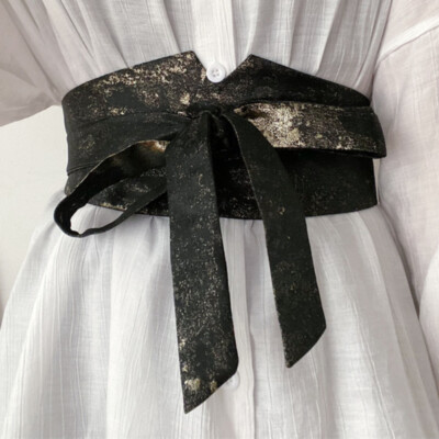 Vintage Ladies Shiny Wide Belt Waistband Corset for Overcoat