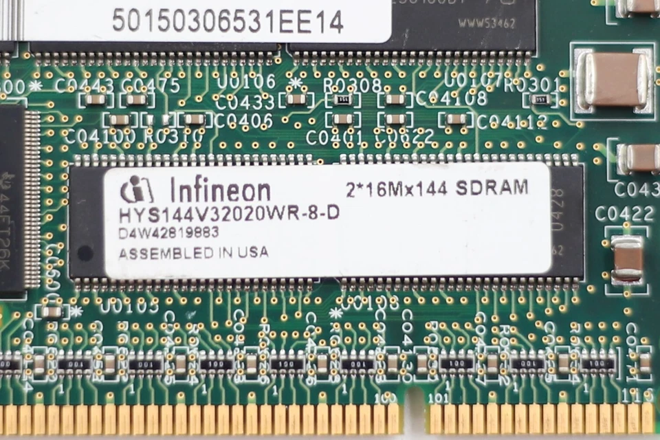 Infineon 2*16Mx144 512MB 100MHz PC100 ECC REG Server RAM HYS144V32020WR-8-D - Image 3 of 3