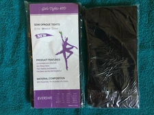 (2) Everswe Girls Dance Exercise Hipster Tights 40D SZ XL Age 11-13 Black 