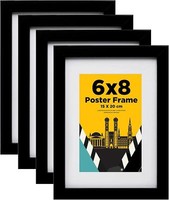 Egofine Bilderrahmen 15X20 Cm Holzrahmen Acrylglas Schwarz 4Er-Set