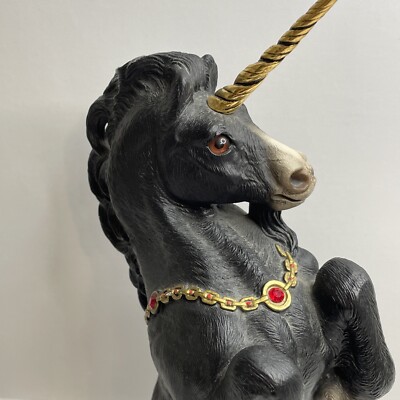 Windstone Editions Black Unicorn With Gold Horn Signed Pena Rare
