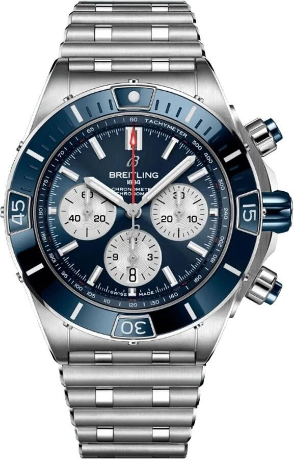 Breitling Super Chronomat B01 44mm Mens Blue Dial Steel Watch AB0136161C1A1