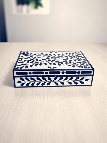 Blue Floral Jewelry Box – Decorative Box for Gifts, Vanity, or Home Decor - Picture 7 of 9