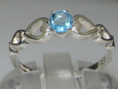 925 Sterling Silver Natural Blue Topaz Womens Solitaire Ring - Sizes 4 ...