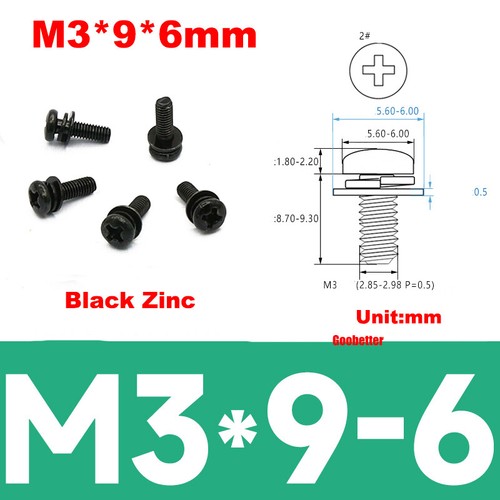 M2 M2.6 M3 M4 Phillips Pan Head Machine Screws With Washer Round Cross Bolts Set - Picture 16 of 39