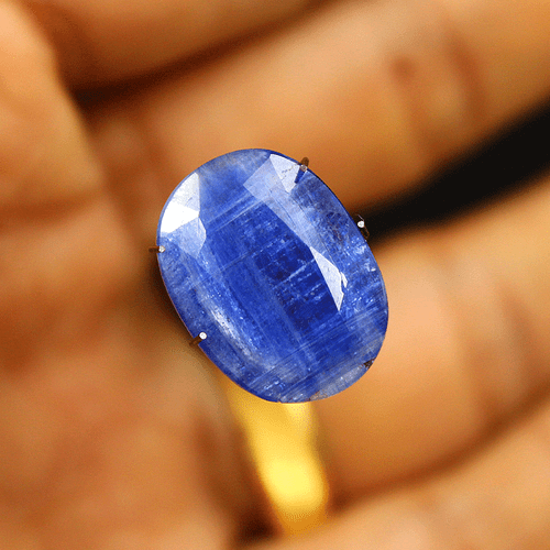 Certified 13.48 Cts Natural Blue Kyanite Untreated Oval Faceted Cut Gemstone - Picture 4 of 13