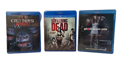 Lot of 3 Blu-Ray Horror Movies Blue-Ry Discs Day of Living Dead Critters Ghost