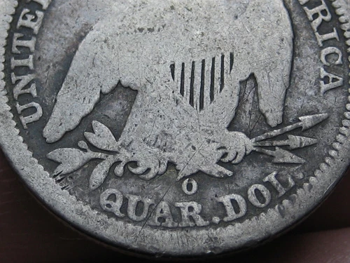 1840 O Silver Seated Liberty Quarter- New Orleans, With Drapery, VG Details