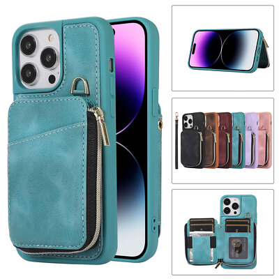 Shockproof Handy Lanyard Leather Credit Card Wallet Case Cover For Apple iPhone
