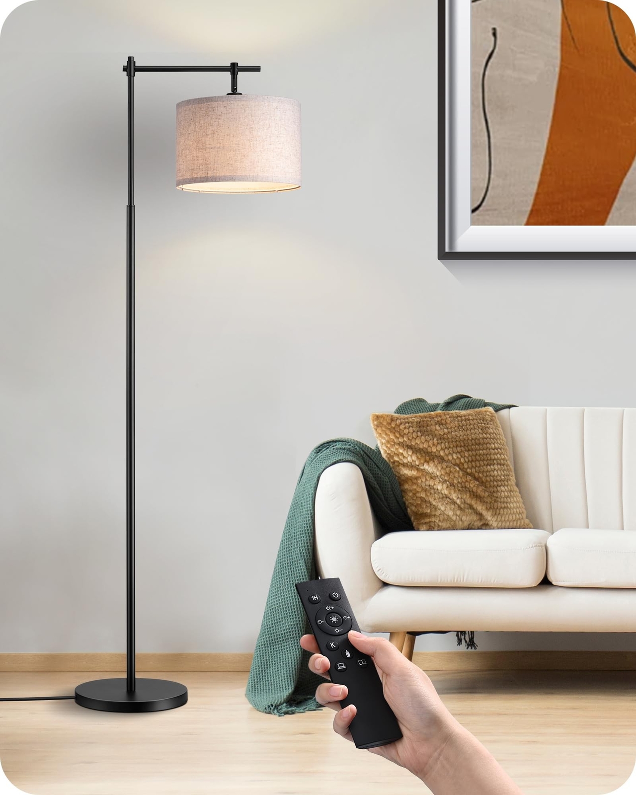 Dimmable EDISHINE Floor Lamp with 5 Color Temps & Remote Modern Standing Light
