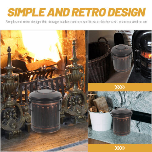Hot Ash Bucket Fire with Lid Fireplace Practical Storage Cleaning Fireplaces - Picture 5 of 12