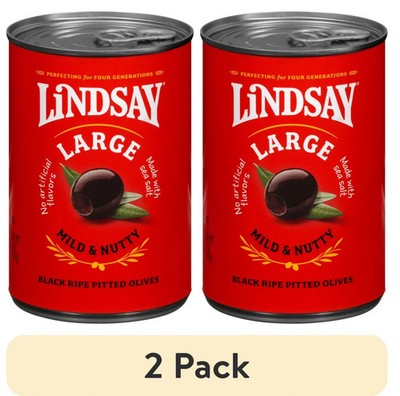 (2 pack) Lindsay Large Pitted Black Ripe Olives, 6 oz