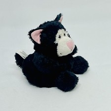 Russ Luvvies Black Cat Bev 5  Bean Stuffed Plush Kitten Plump Pink Nose Ears