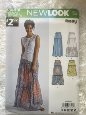 New Look 2017 Pattern 6516 Women's Boho Skirt Size 6-18 Uncut