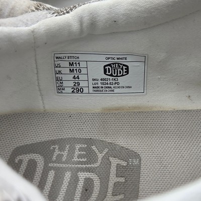 HeyDude Wally Stitch 1124-52-PD Size 10 Men\'s Optic White Comfort Casual Shoes Hey Dude Wally Stitch Shoes Mens 11 Optic White Jersey Slip  main image 2