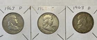 New ListingLot Of 3 1963 D Franklin 90% Silver Half Dollars Fine to Very Fine Condition F4
