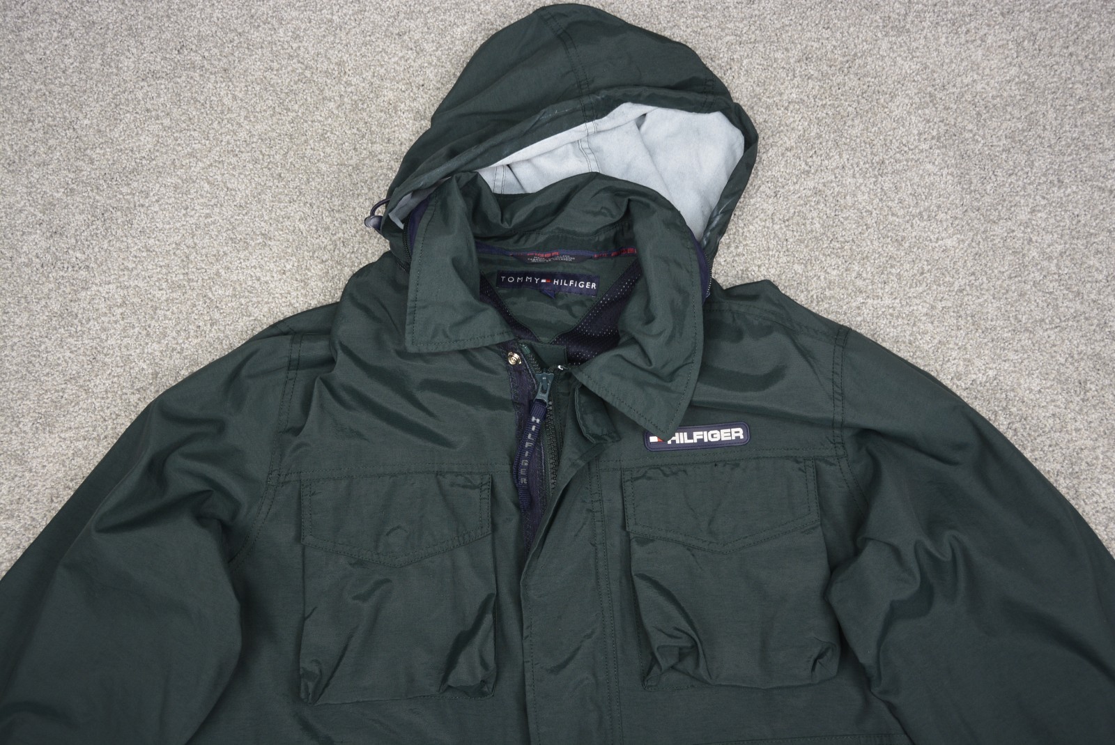 Tommy Hilfiger Hooded Rain Coat Men's Medium Green thumbnail 2