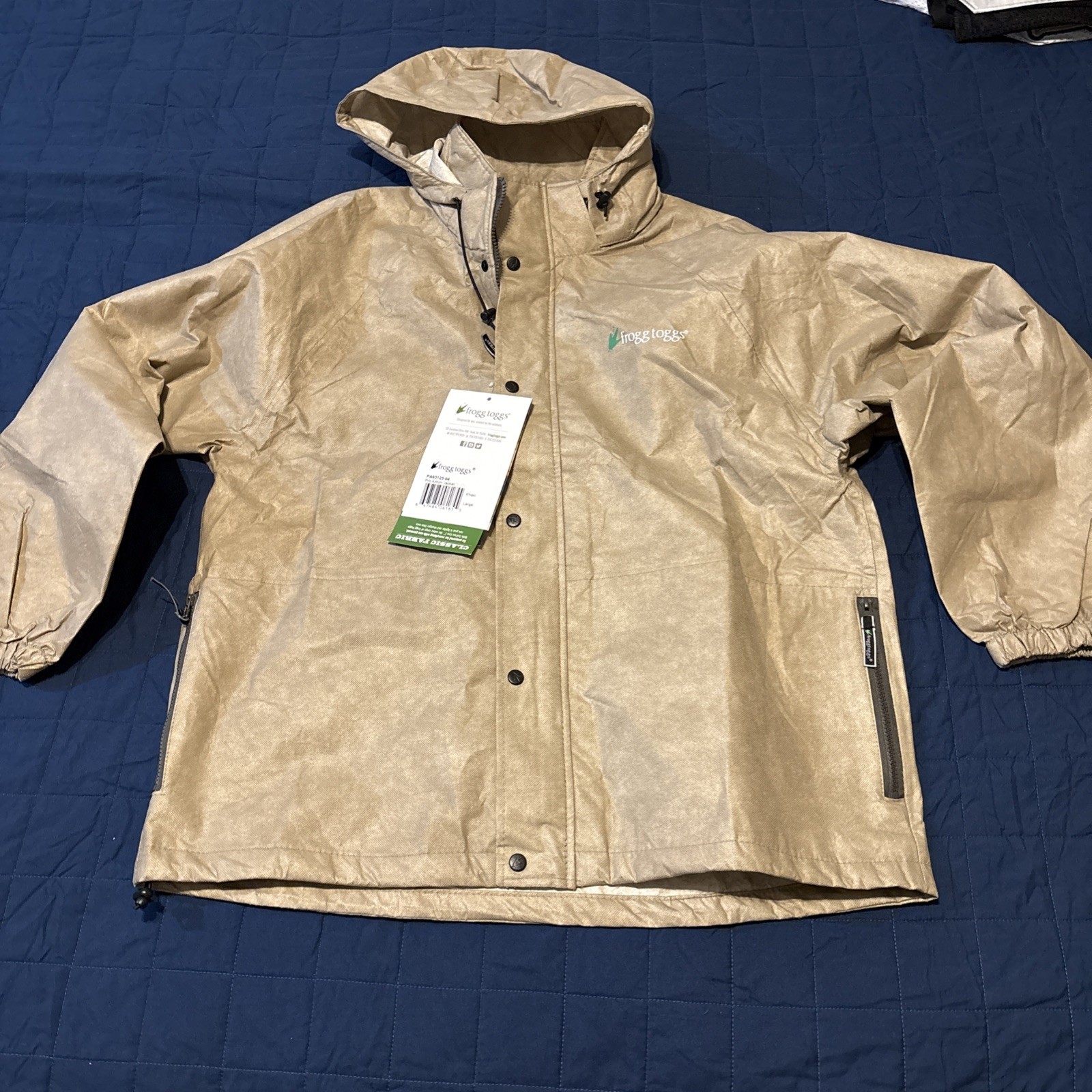 FROGG TOGGS RAIN GEAR Hiking Fishing KHAKI PRO ACTION MENS Large Jacket