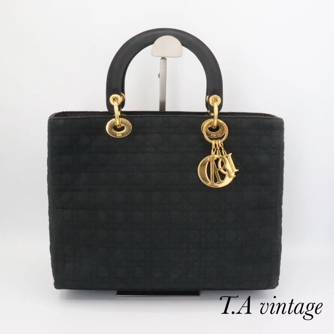 Sac à main CHRISTIAN DIOR Lady Dior Cannage matelassé nylon noir OCCASION de JP