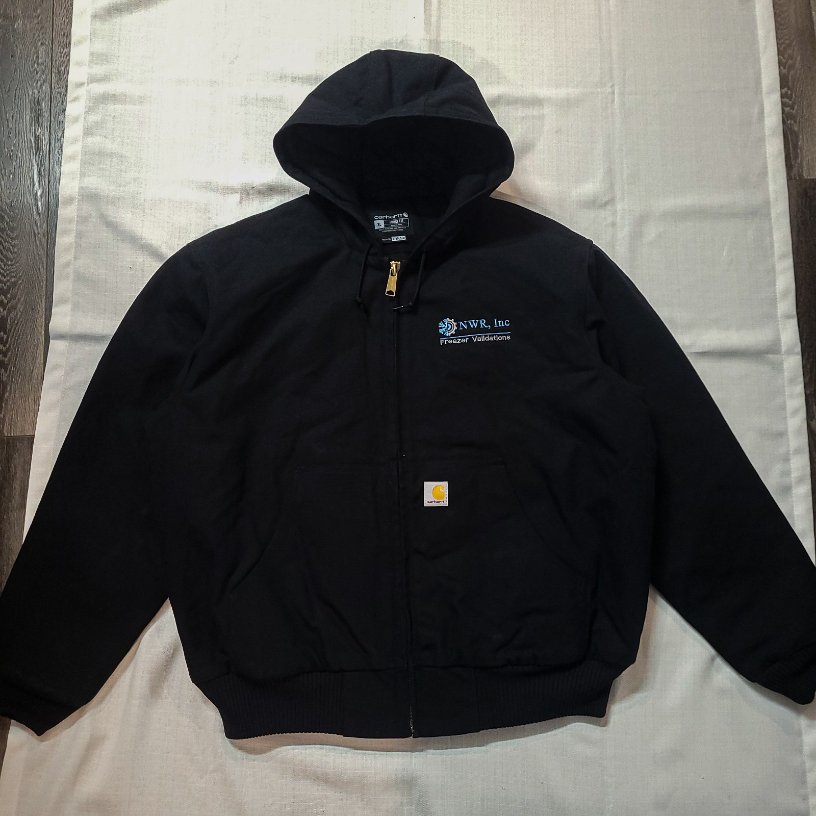 Carhartt 0J0140-M Duck Active Jacket Quilt Flannel Lined Black Loose Fit Men XL 