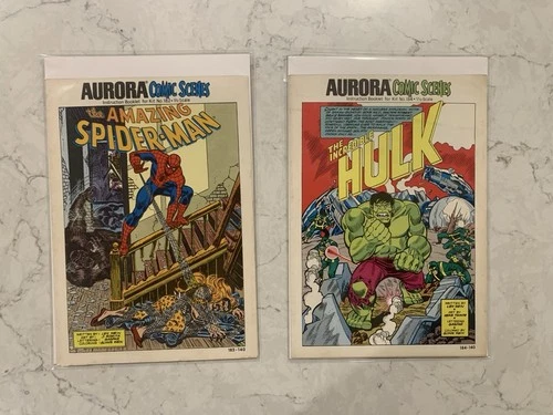1974 Aurora Comic Scene Instruction Booklet #182 Amazing Spiderman & #184 Hulk