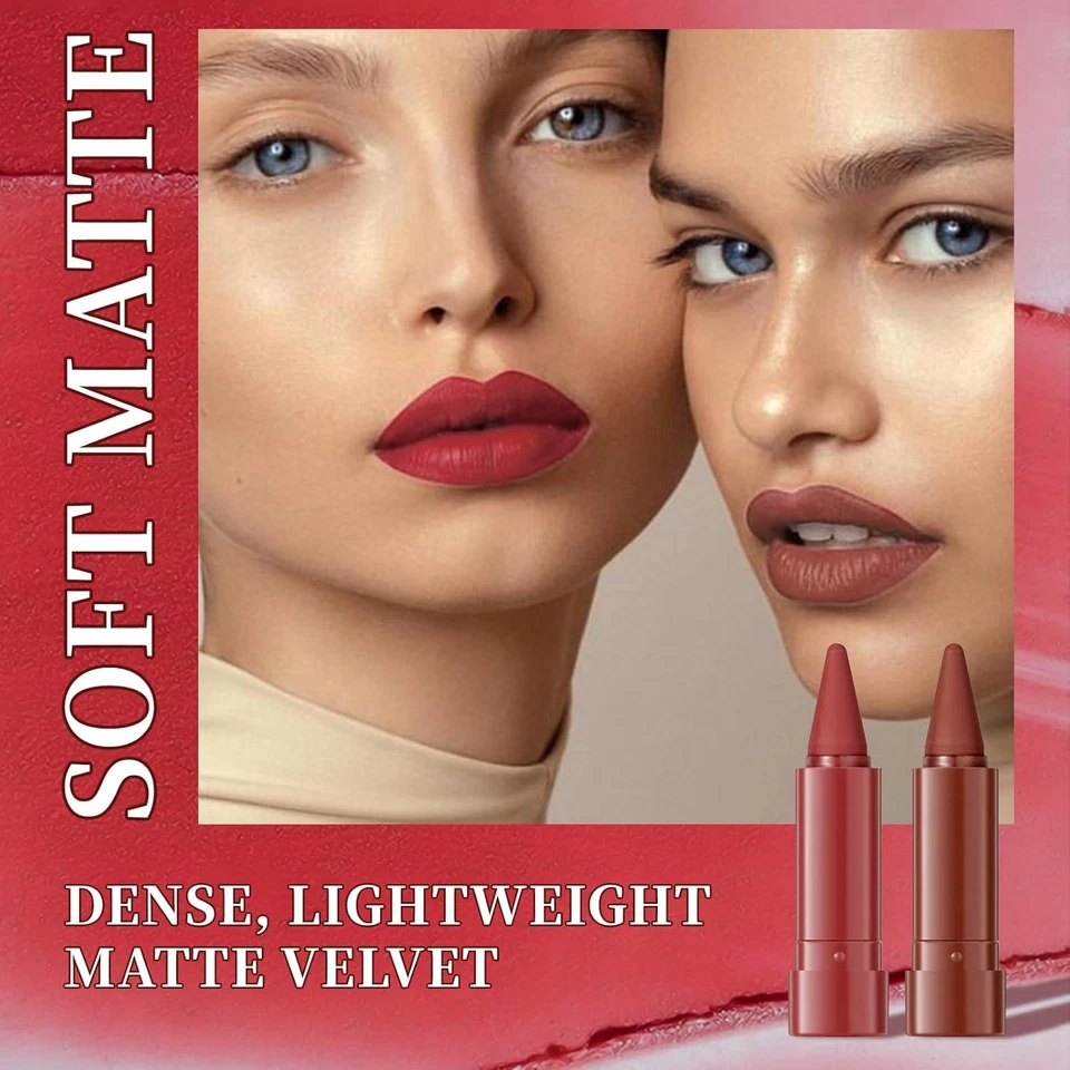 6 Stück/Set 2 in 1 Lip Liner & Lippenstift-Set mit Farbverlauf, Ombre-Effekt Samtig...  - Bild 3 von 4