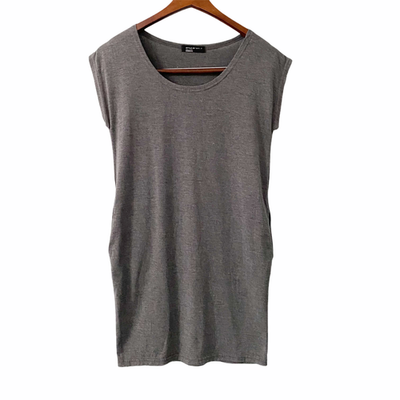 #ad Style by My T Cap Sleeve Gray Muscle T Shirt Dress Small Minimalist Androgynous $14.99