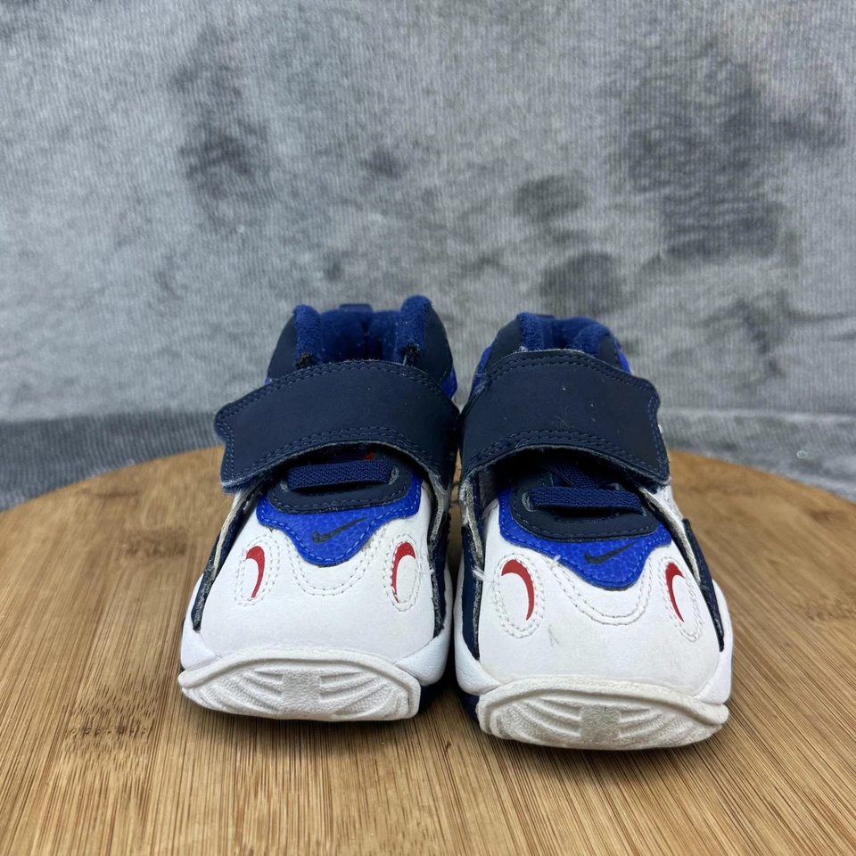 Nike Zapatos Niño Pequeño Talla 5C Blanco Azul Marino Rojo Correa Tenis BV2525-100 Foto 2 de 4