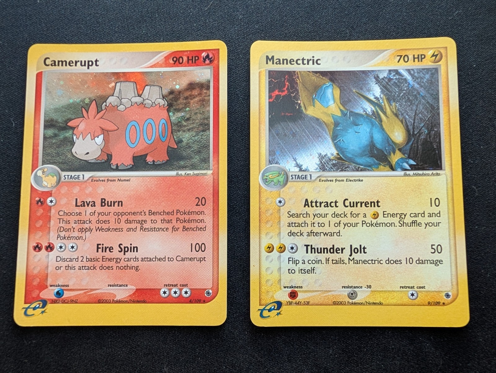 NM Pokemon Vintage Holo Duo - Camerupt 4 + Manectric 9 Ruby Sapphire