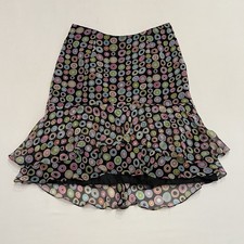 Vintage Y2K Allison Taylor Silk Skirt Sz 10 Fairy Grunge Ruffle Hem Knee Length
