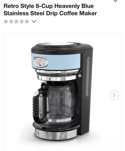 Russell Hobbs Retro Style 8 Cup Coffee Maker CM3100 Black Stainless Steel Tested