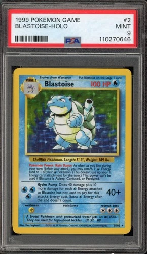 Pokemon Blastoise Base Set Unlimited Holo Rare #2 PSA 9 Mint