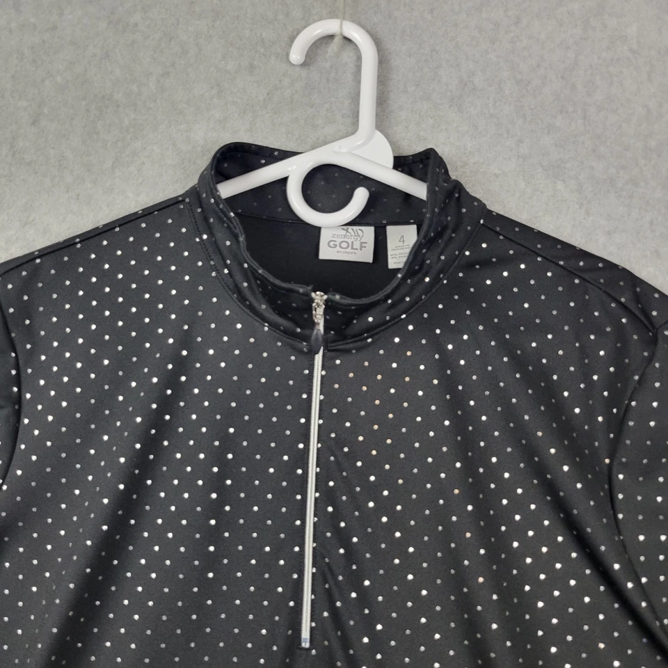 Camisa Zenergy Golf Chico’s Negra Lunares SS 1/4 Cremallera Para Mujer Plus 4 EE. UU. 2XL  Foto 3 de 4