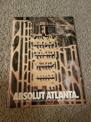 Vintage ABSOLUT ATLANTA BOTTLE Poster Print Ad 1992 1990s AIRPORT