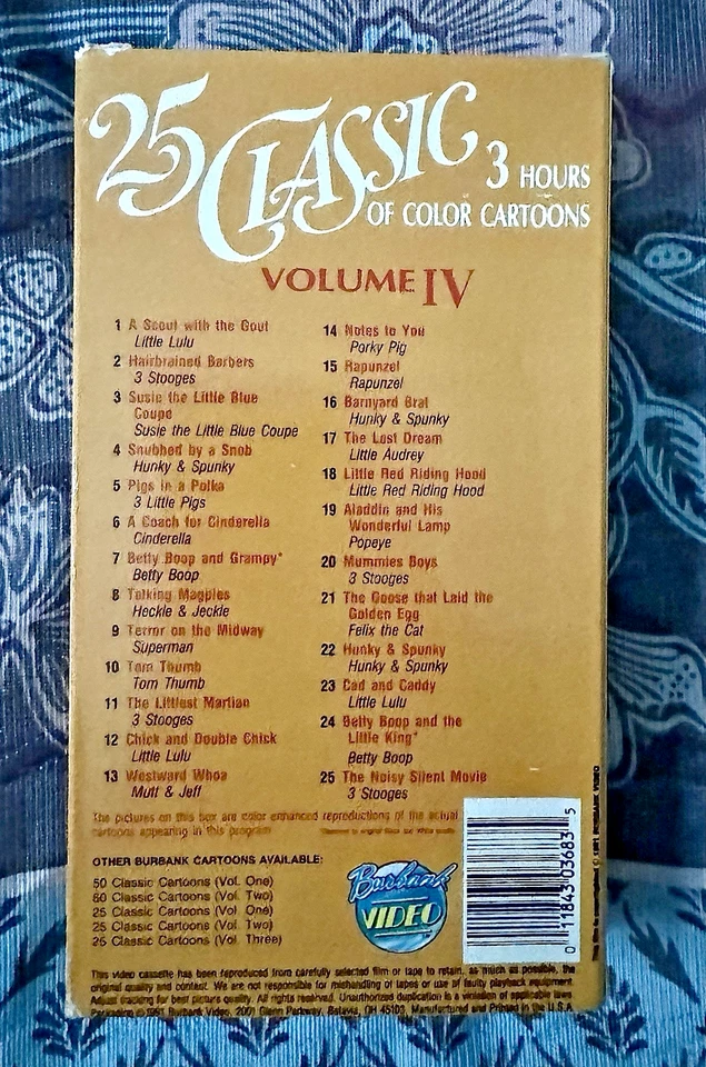 25 Classic of Color Cartoons Volume IV VHS Tape 1991 3 Hours Superman Porky Pig - Image 2 of 3