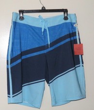 NWT Mossimo Supply Co Men Size 33 Board Shorts Swim Navy Blue Vertical Striped