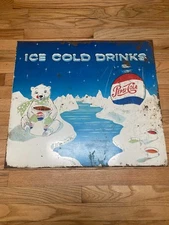 VINTAGE PEPSI BEAR SIGN  -  RARE!!  Off a vending machine