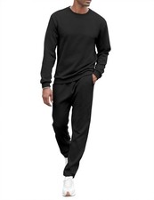 Men's 2 Piece Outfits Solid Color Pullover Sweatshirt Tracksuit Joggers Sweat...