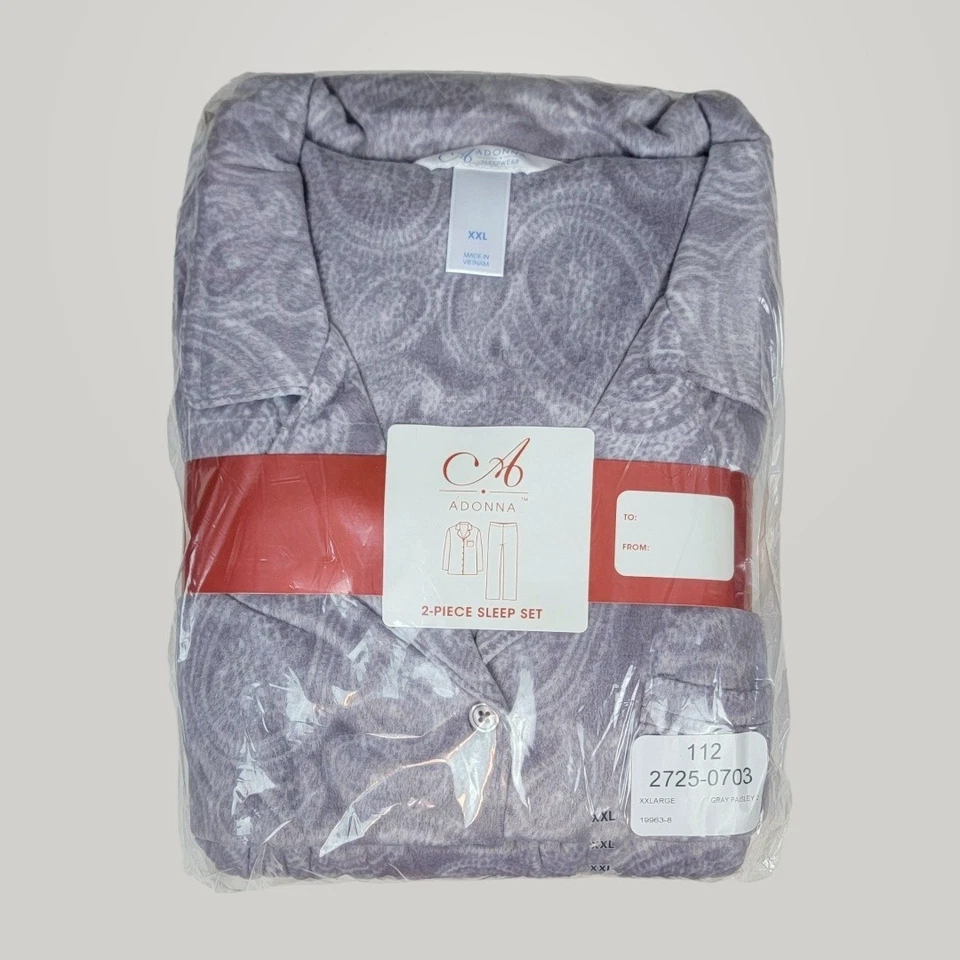 JCPenney Aldona Gray Paisley Pj Set Women's Size 2X - Retail $44 - NEW - Image 3 of 4
