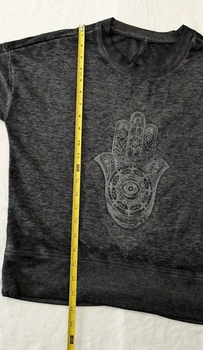 Gaiam Hamsa Hand Yoga Sweatshirt Top Women's M Soft Grey/Black Pullover $44 - Picture 12 of 15