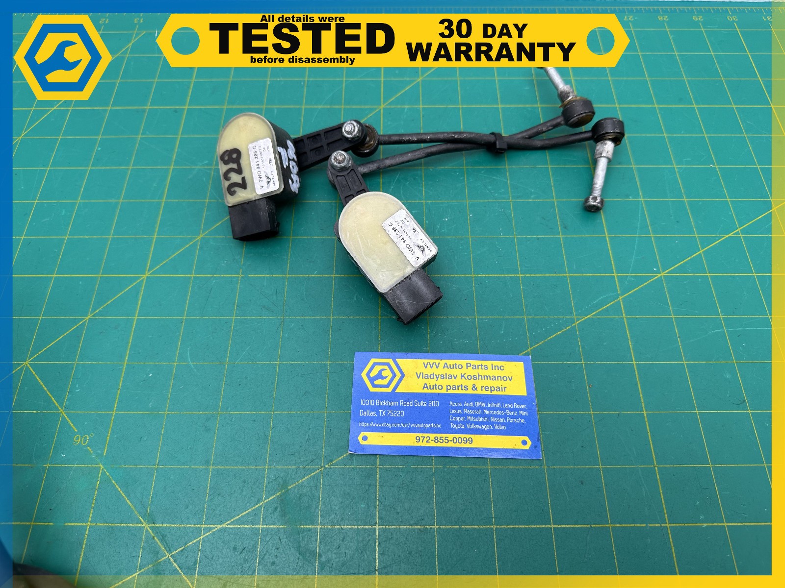 06-12 BENTLEY Flying Spur FRONT LEFT RIGHT SUSPENSION LEVEL HIGHT SENSOR SET OEM