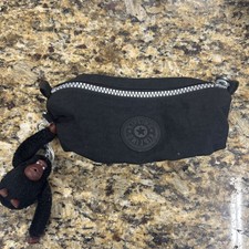 Kipling Bag Pencil Case Makeup Accessory Pouch - Black with monkey charm
