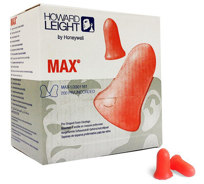 Howard Leight MAX 200 Count Foam Earplugs 33 NRR for Maximum Noise Reduction