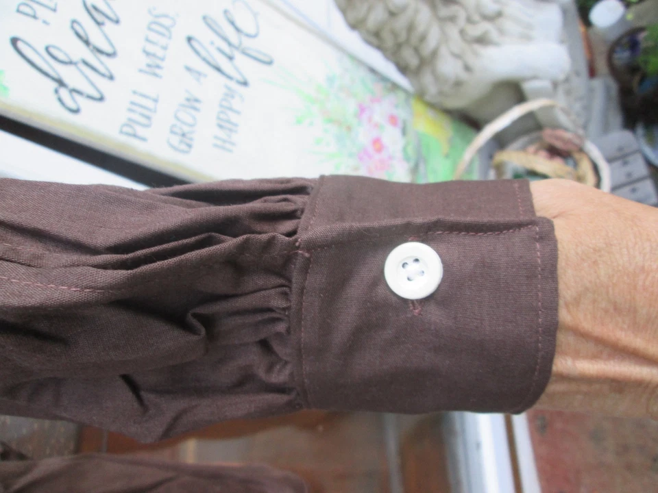 CAMISA NUEVA OTOÑO MANGA LARGA REENACTOR 18TH C COLONIAL F&i HOMBRE MARRÓN ALGODÓN XL NUEVA Foto 3 de 4